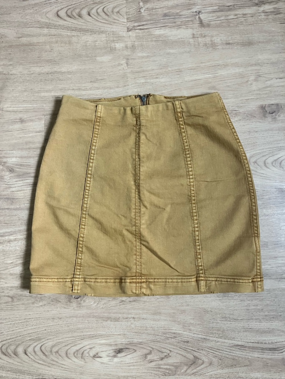Free People Modern Femme Denim Mini Skirt | Brown Stretchy A-Line Skirt - Small